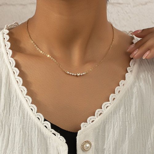 Collier fausse perle & à détail cœur - SHEIN - Modalova