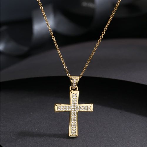 Collier zircone cubique à pendentif croix - SHEIN - Modalova