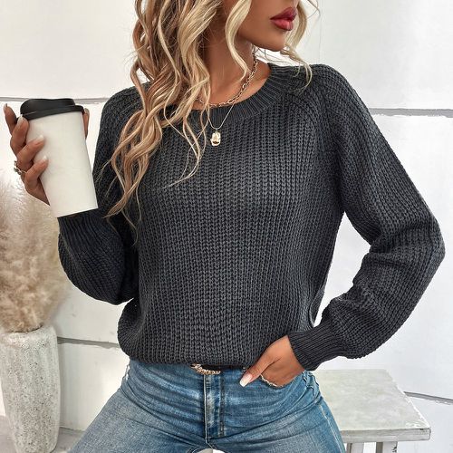 Pull manches raglan unicolore - SHEIN - Modalova