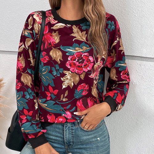 Sweat-shirt à imprimé floral - SHEIN - Modalova