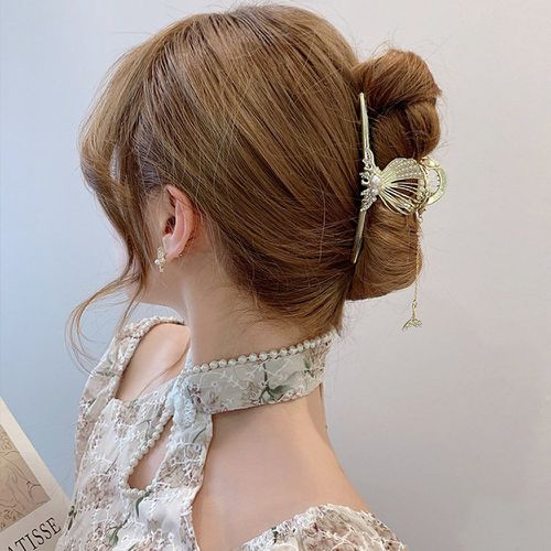 Griffe à cheveux à strass et fausses perles festonné design - SHEIN - Modalova