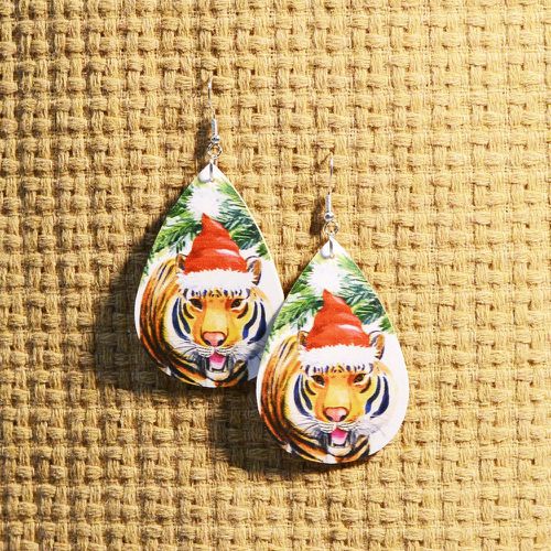 Boucles d'oreilles à design goutte d'eau Noël à motif tigre - SHEIN - Modalova