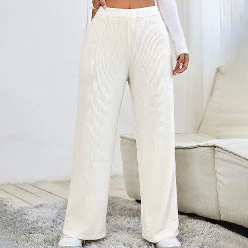 Pantalon droit taille haute en maille gaufrée - SHEIN - Modalova