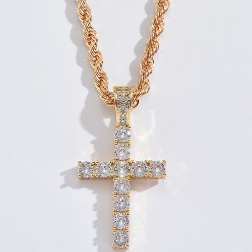 Collier zircone cubique à breloque croix - SHEIN - Modalova