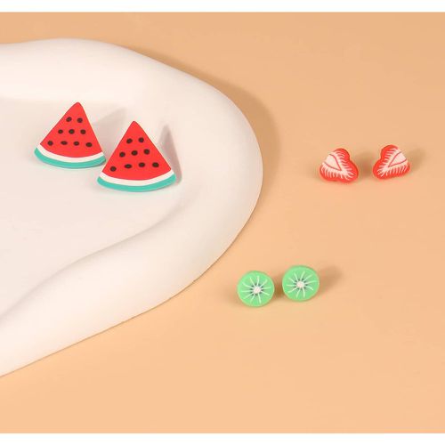 Paires Clous d'oreilles pastèque & fraise design - SHEIN - Modalova