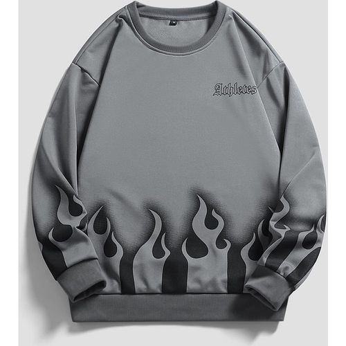 Sweat-shirt à imprimé flamme et lettre - SHEIN - Modalova