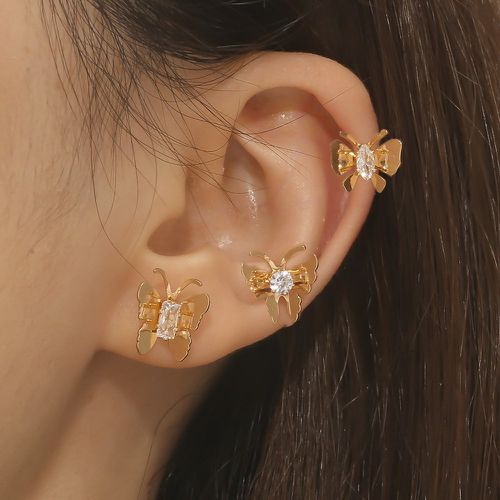 Pièces Clous d'oreilles zircone cubique design papillon - SHEIN - Modalova