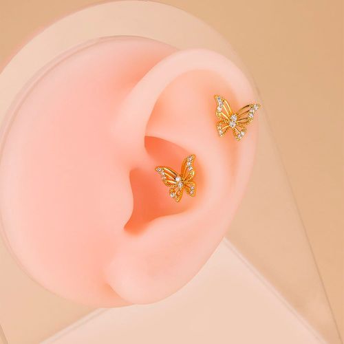 Clous d'oreilles à strass papillon - SHEIN - Modalova