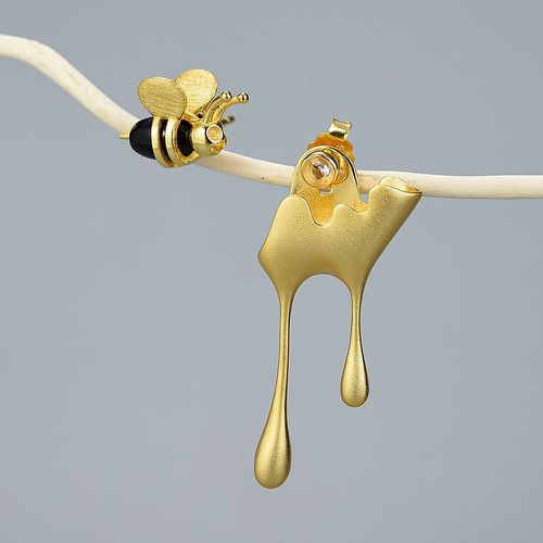 Boucles d'oreilles dépareillées argent à détail d'abeille - SHEIN - Modalova
