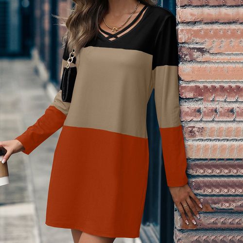 Robe t-shirt à blocs de couleurs croisé - SHEIN - Modalova