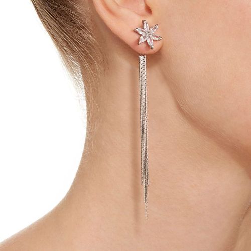 Boucles d'oreilles zircone cubique à fleur à franges en métal - SHEIN - Modalova