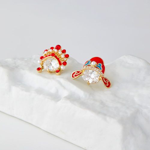 Boucles d'oreilles à strass et fausses perles opéra de pékin en forme de - SHEIN - Modalova