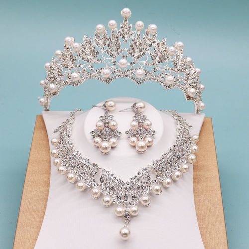 À strass et fausses perles de mariée Bandeau & 3 pièces Set de bijoux - SHEIN - Modalova