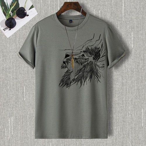 Homme T-shirt à imprimé lion - SHEIN - Modalova