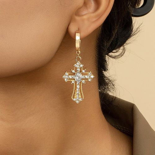 Pendants d'oreilles design croix avec strass - SHEIN - Modalova