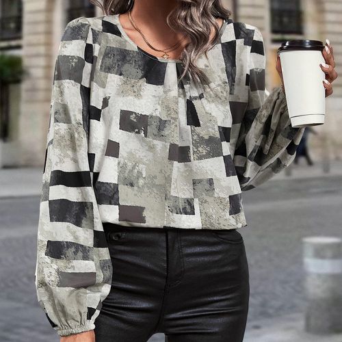 Blouse à carreaux manches bouffantes - SHEIN - Modalova