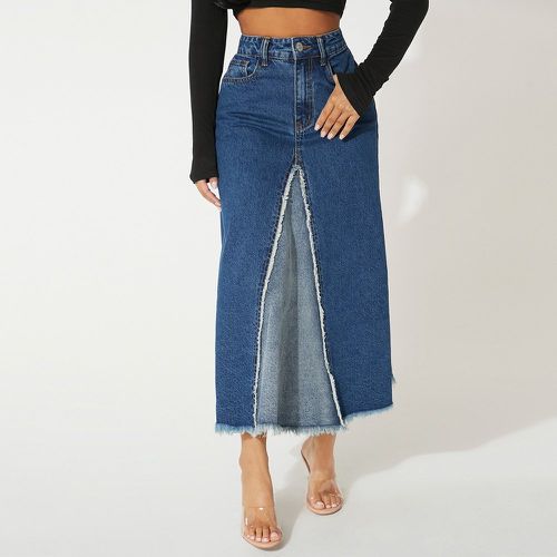 Jupe en jean taille haute ourlet effiloché - SHEIN - Modalova