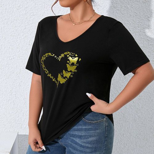T-shirt cœur & à imprimé papillon - SHEIN - Modalova