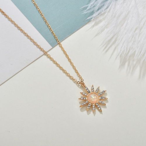 Collier perle & avec strass à pendentif fleur - SHEIN - Modalova