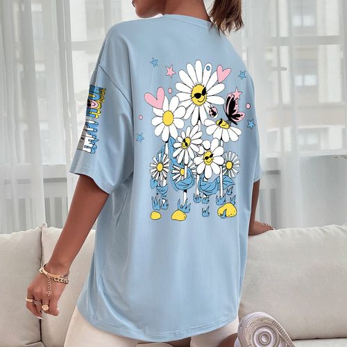 T-shirt fleuri à lettre - SHEIN - Modalova