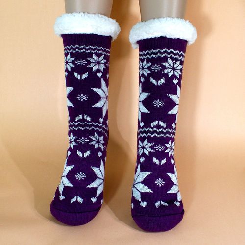 Chaussettes duveteuses à motif flocon de neige - SHEIN - Modalova