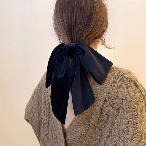 Élastique avec foulard pour cheveux à nœud papillon en velours - SHEIN - Modalova