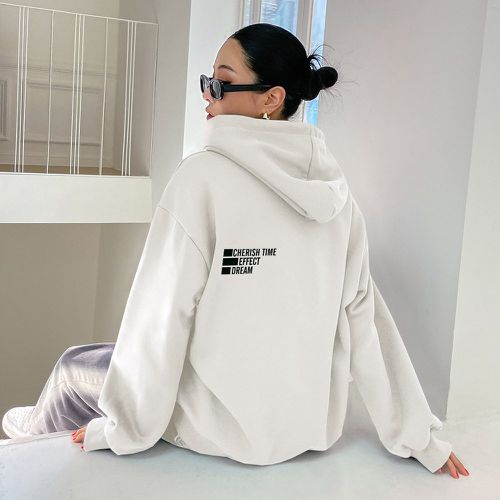 Sweat-shirt à capuche à lettres à cordon - SHEIN - Modalova