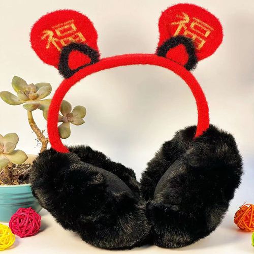 Cache-oreilles caractère chinois motif dessin animé à oreilles duveteux - SHEIN - Modalova