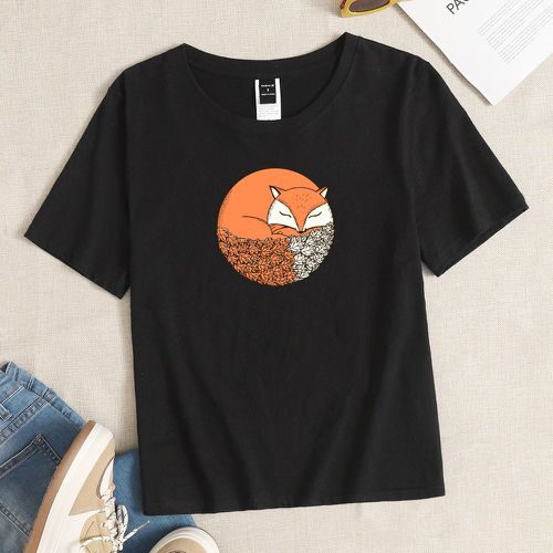 T-shirt dessin animé à imprimé renard - SHEIN - Modalova