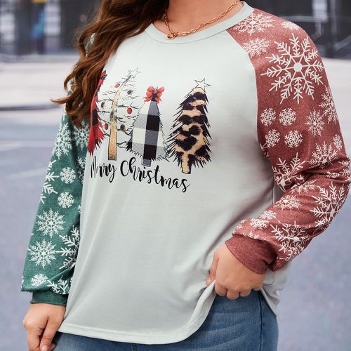 T-shirt à imprimé Noël manches raglan - SHEIN - Modalova