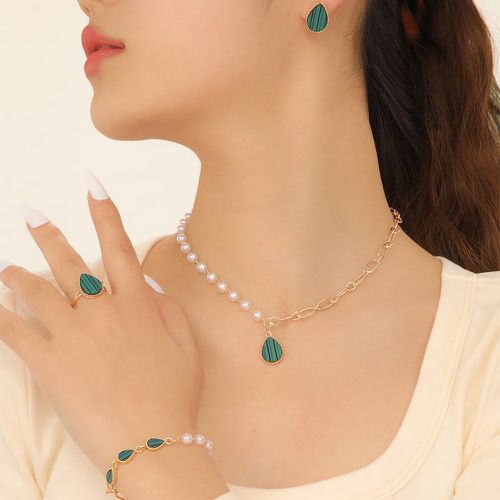 Pièces Set de bijoux fausse perle & à détail goutte d'eau - SHEIN - Modalova