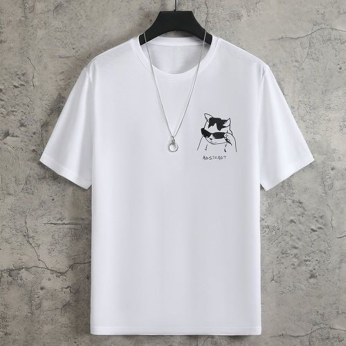 T-shirt à motif chat et lettre - SHEIN - Modalova