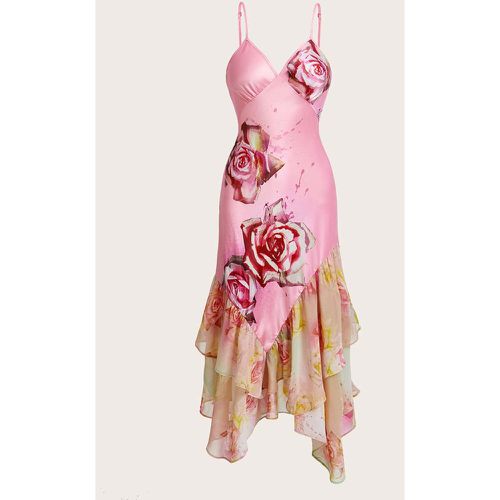 Robe à fines brides à imprimé floral asymétrique - SHEIN - Modalova