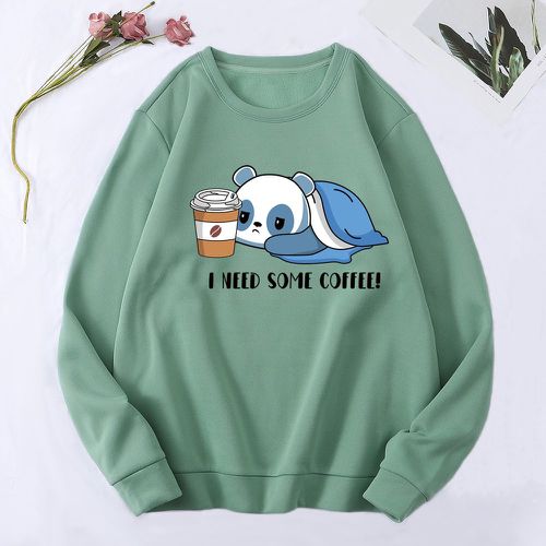Sweat-shirt à motif panda et graphique de slogan à doublure thermique - SHEIN - Modalova