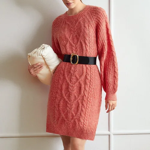 Robe pull en mélange de laine en tricot torsadé (sans ceinture) - SHEIN - Modalova