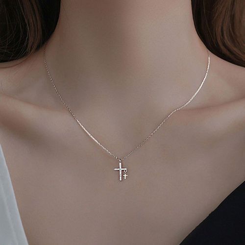 Collier zircone cubique à pendentif croix - SHEIN - Modalova