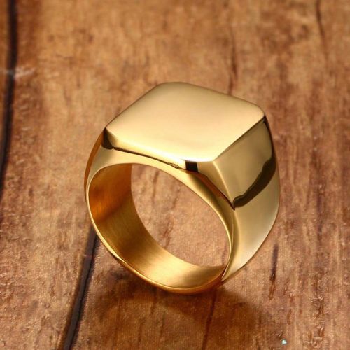 Pièce Bague carrée simple, couleur or et noir, accessoire - SHEIN - Modalova