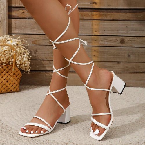 À Nœud design À Talons Épais Sandales À Lanières , Mode Été Talon Sandales - SHEIN - Modalova