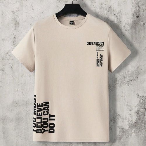 T-shirt décontracté à col ronds avec motif graphique de lettre, manches courtes, pour sortir, pour le mari - SHEIN - Modalova