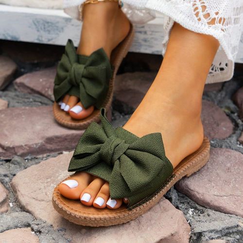 Mules nœud papillon mode, sandales avec bride en nœuds, mules vertes antidérapantes - SHEIN - Modalova