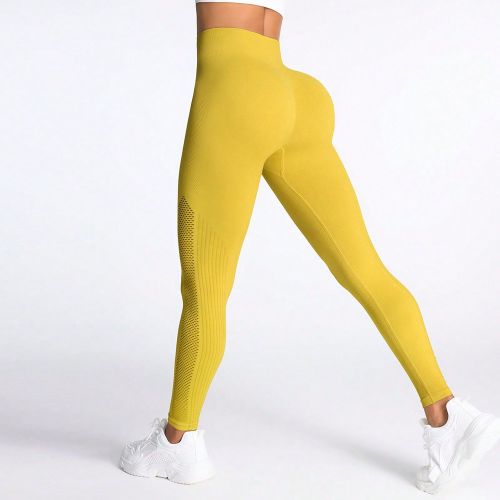 Leggings côtelés sans couture unicolores - SHEIN - Modalova