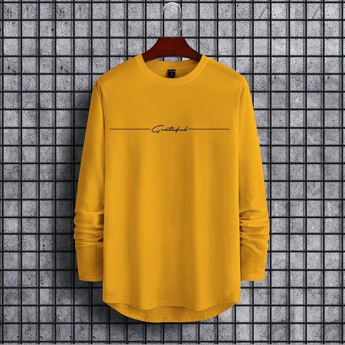 T-shirt casual à manches longues et col rond avec imprimé lettress - SHEIN - Modalova