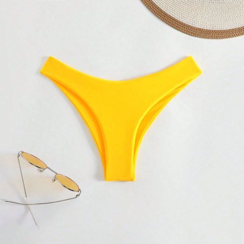 Bas De Bikini Unicolore Échancré - SHEIN - Modalova