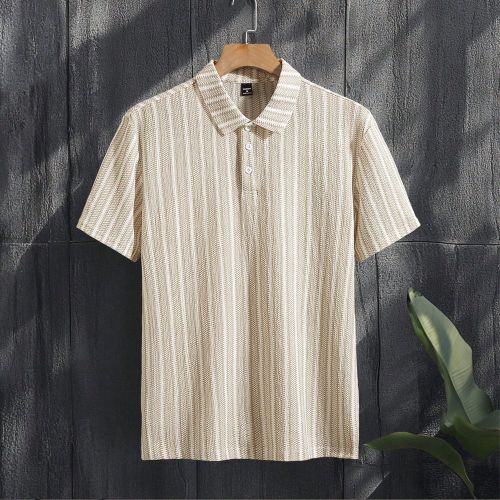 Chemise polo casual à manches courtes rayée - SHEIN - Modalova