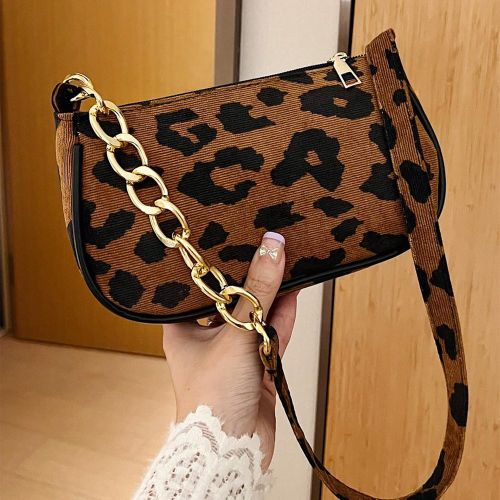 Sac Hobo à imprimé léopard avec sangle de chaîne à la mode, sac à imprimé léopard - SHEIN - Modalova