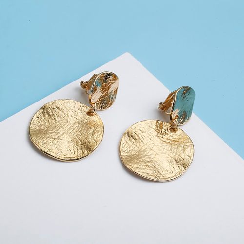 Boucles d'oreilles clip pendantes de forme asymétrique texturées en forme de cercle - SHEIN - Modalova