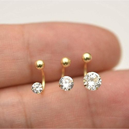 Pièces Clous D'oreilles En Acier Inoxydable En Forme De C Oreille Avec Zircone Cubique , Adapté Pour Port Quotidien Et Rencontre , Cadeau - SHEIN - Modalova