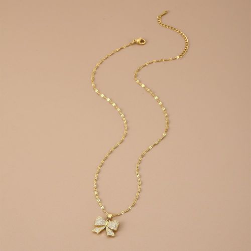 Pièce Collier pendentif en acier inoxydable avec nœud papillon plein de strass, idéal pour la Saint-Valentin, Mère, Fête des Mères, cadeau - SHEIN - Modalova