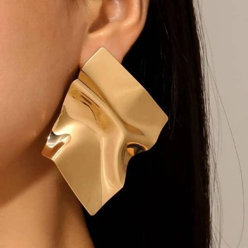 Paire Boucles d'oreilles miroir géométrique plissées asymétriques de mode vintage pour la décoration de tenue de soirée ou de fête des s - SHEIN - Modalova