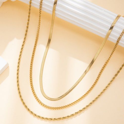Pièces Collier en acier inoxydable modes en , collier délicat en platine, collier chaîne serpent, collier multicouche de couleur platine minimalist - SHEIN - Modalova